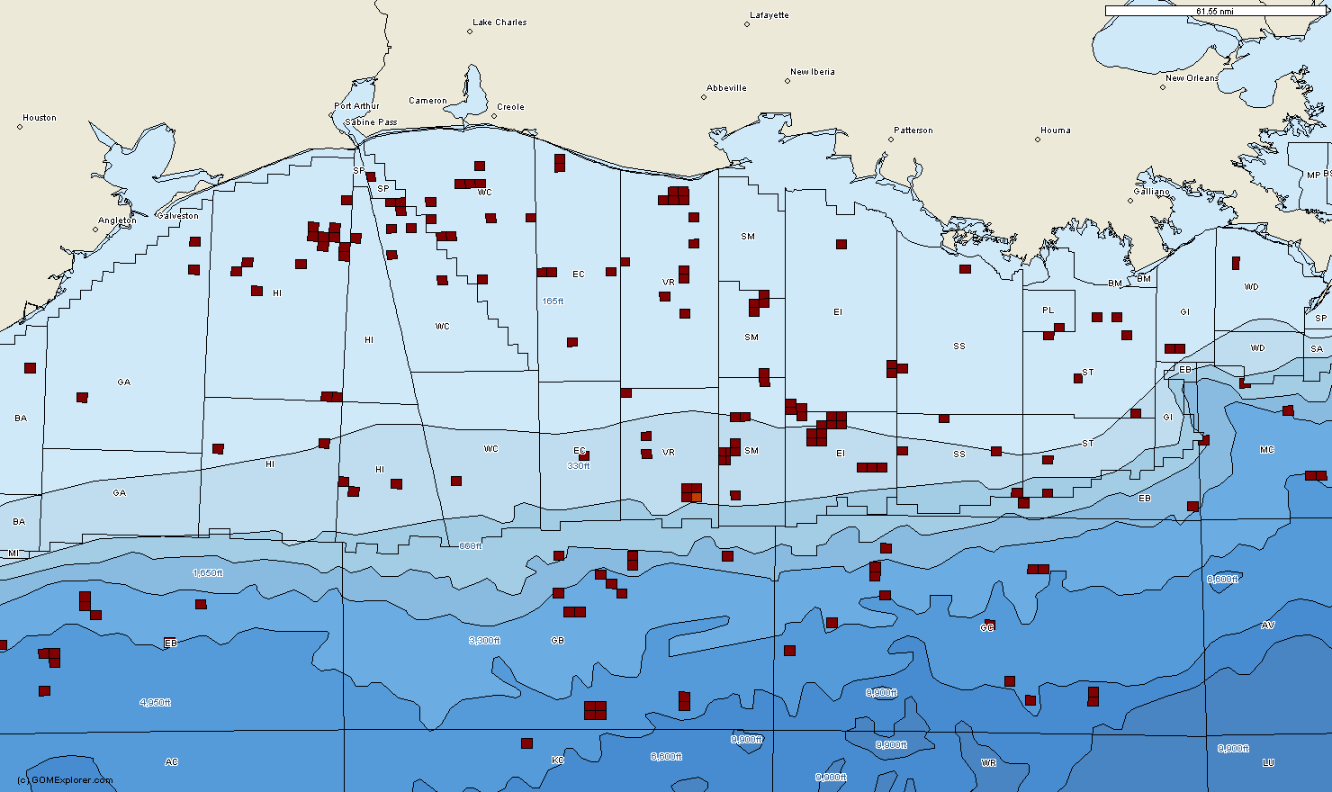 Map of Mariner's Leases