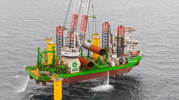 First Monopile Installed At Largest Offshore Wind Farm