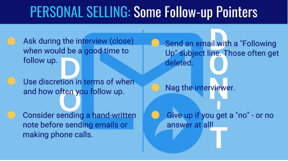 Personal selling follow-up pointers
