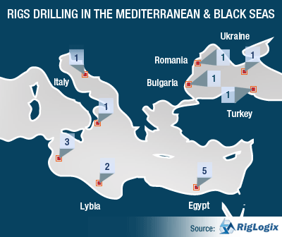 MAP: Rigs Drilling in the Mediterranean & Black Sea